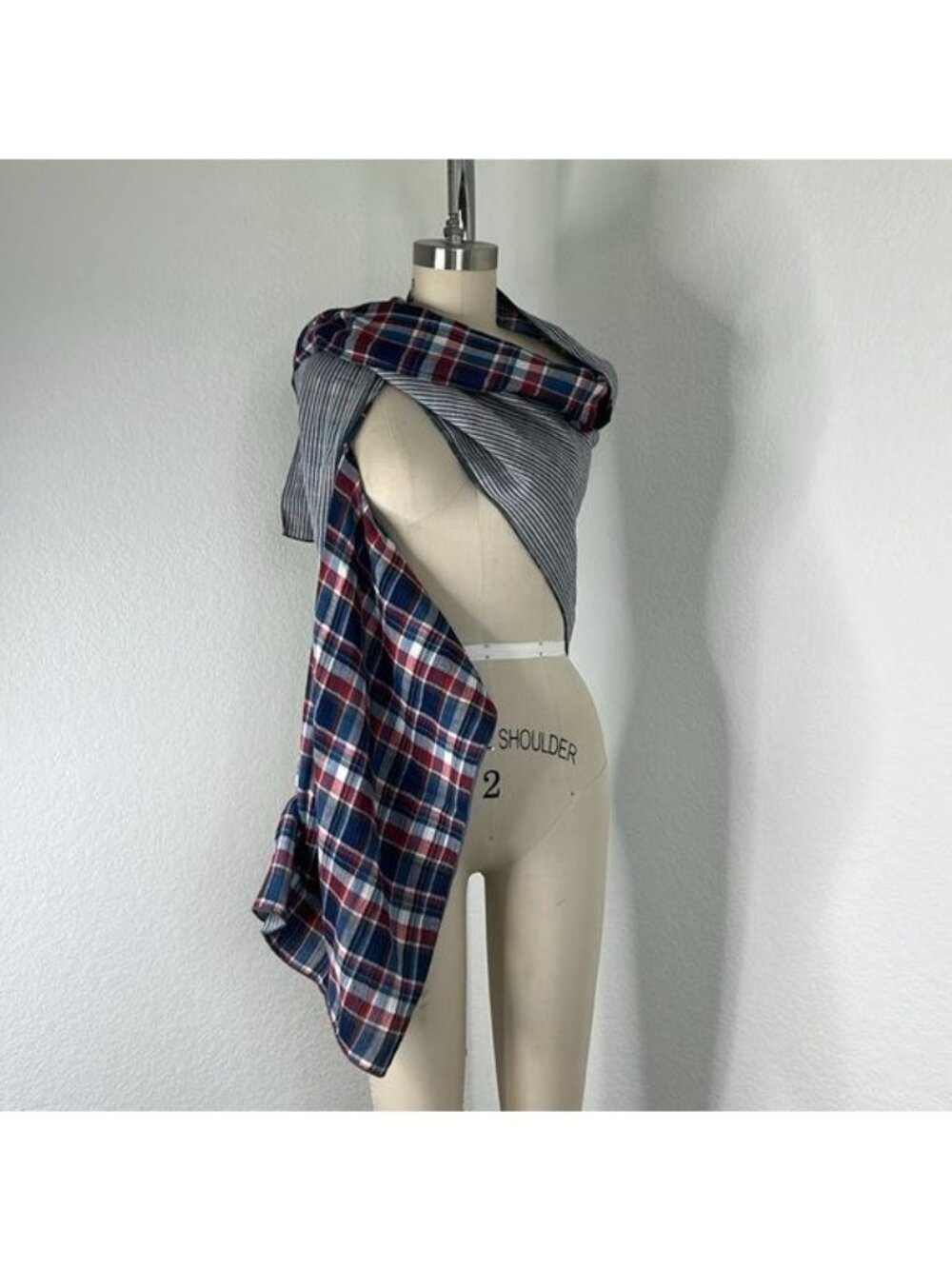 rag and bone Plaid Striped Panel Scarf